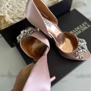 Badgley Mischka Blush Embellished Heels